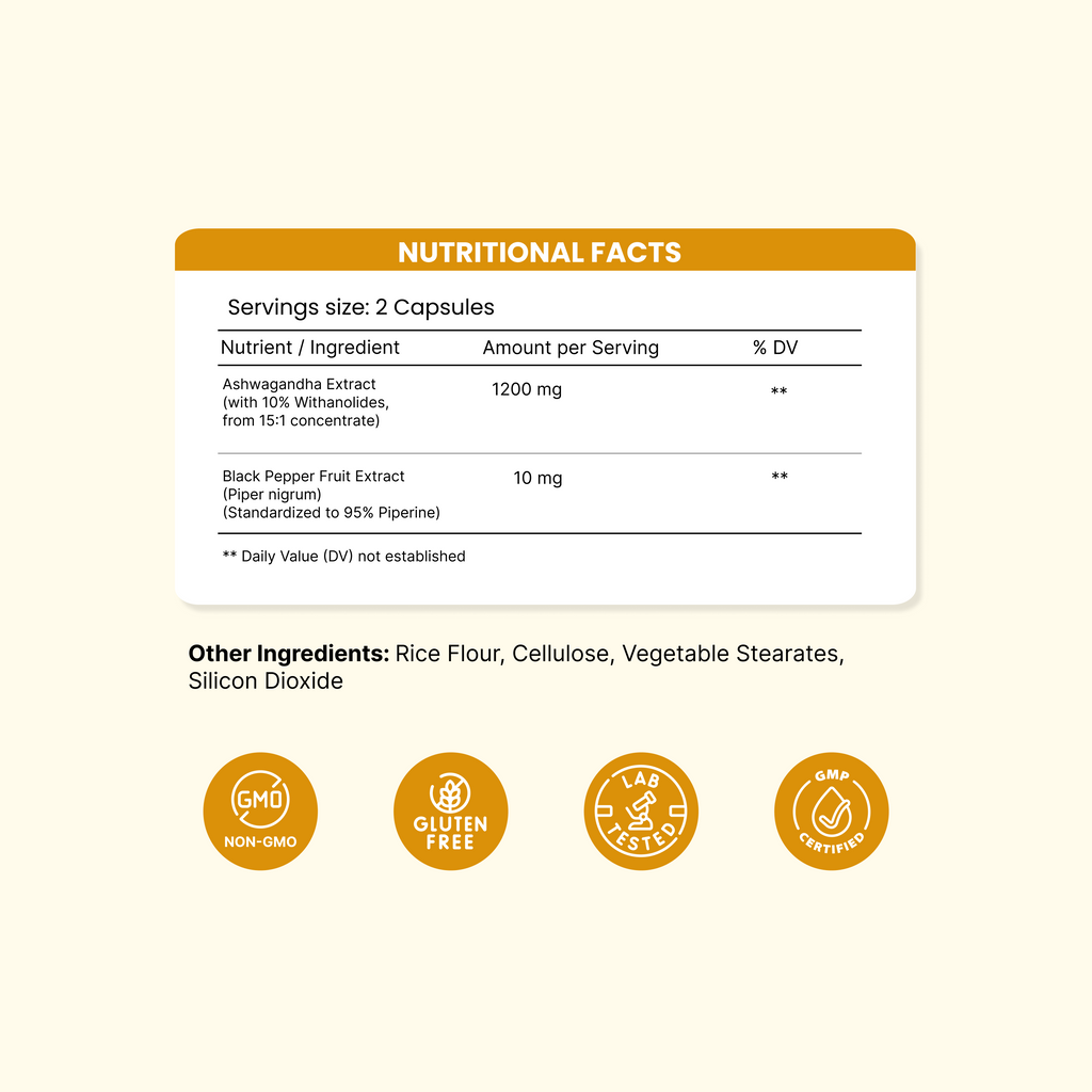 NooMost Ashwagandha 1200mg Supplement | 120 Capsules