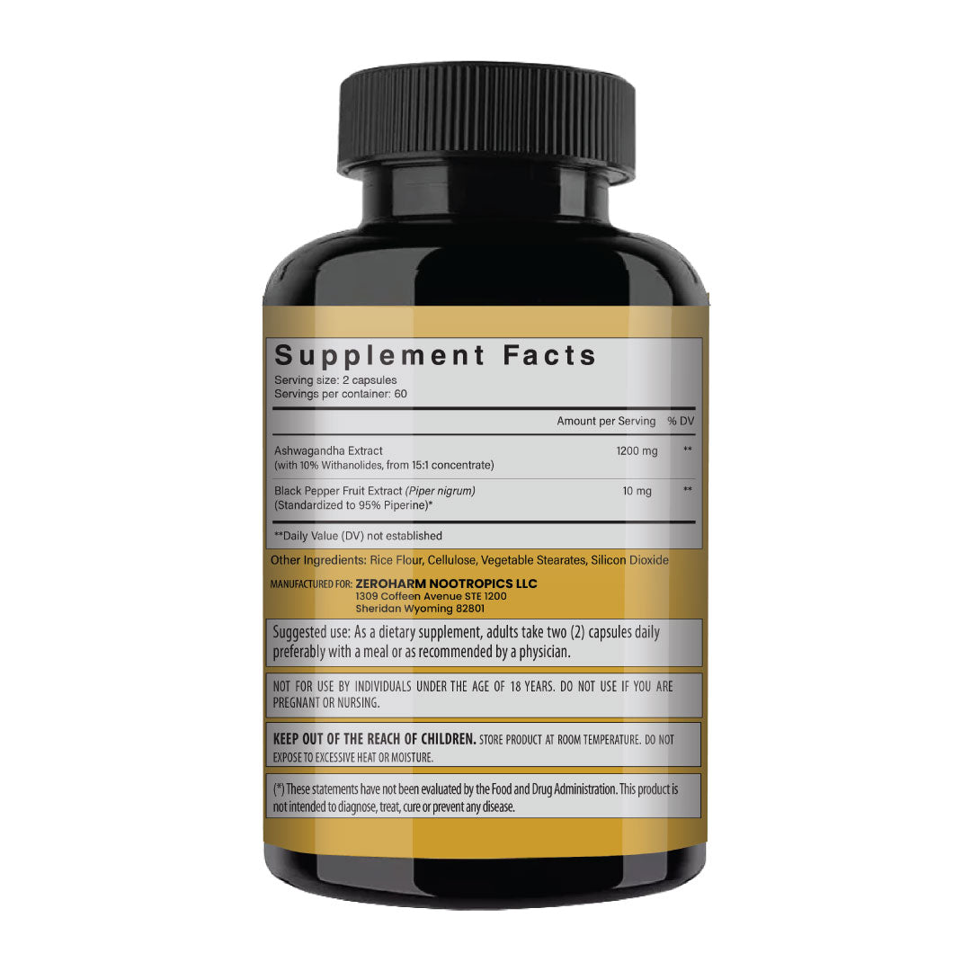 NooMost Ashwagandha 1200mg Supplement | 10% Withanolides with Black Pepper Extract | Pure Root Extract for Stress Relief, Promotes Energy, Mood, Helathy Sleep for Men & Women | 120 Capsules
